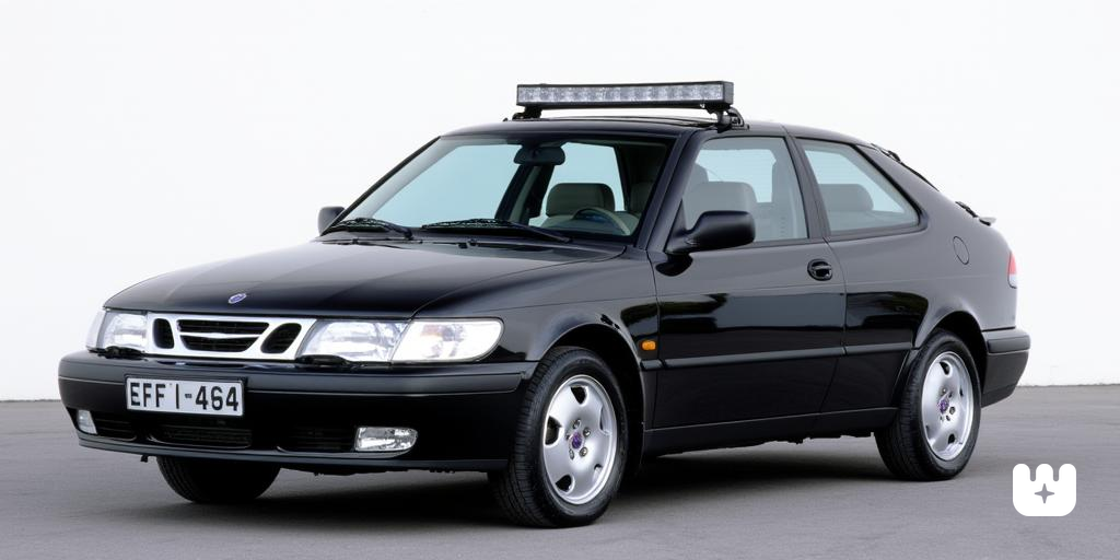 black 1998 Saab 9-3 SWAT coupe with lightbar, s....png